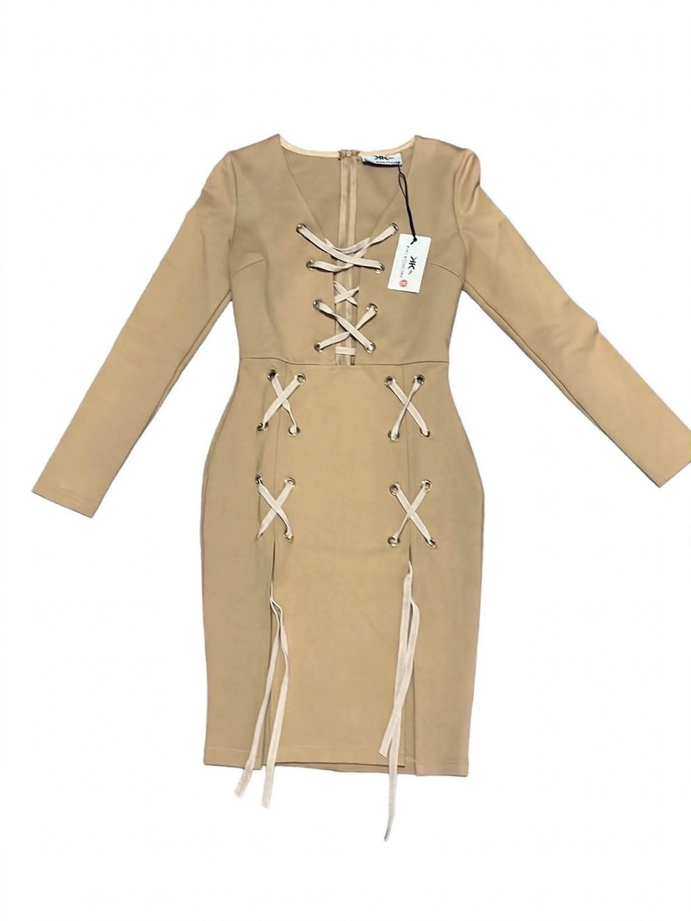 Kiki Kouture Lace-Up Dress NWT Small Nude $240 Retail